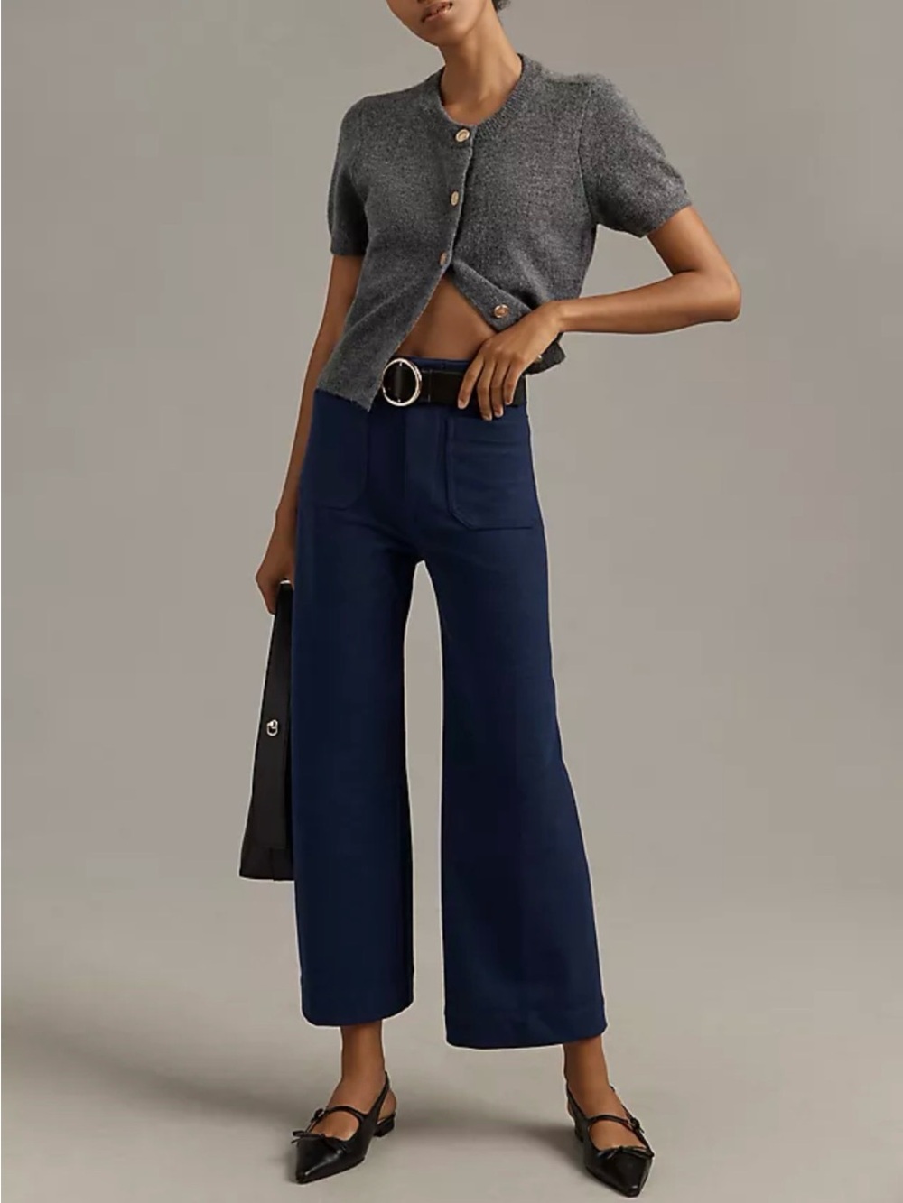 Maeve by Anthropologie The Colette Brushed Knit Wide-Leg Pants, Size 26, Navy